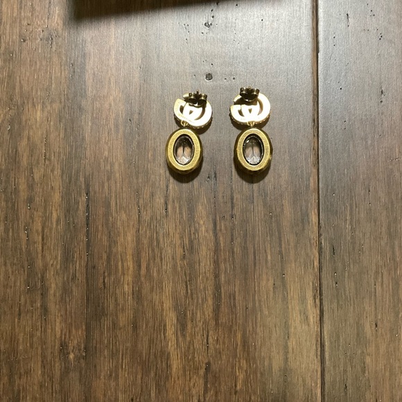 Gucci Marmot Crystal Silver Antique Gold Drop Earrings OS - Picture 3 of 4